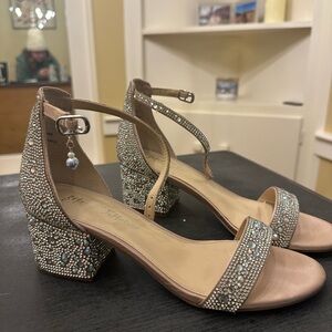 Betsey Johnson Tan Rhinestone Heels